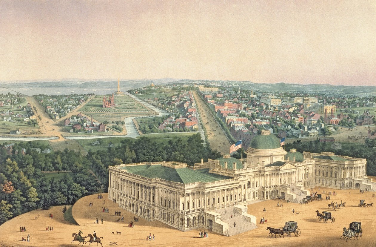 Kilátás Washingtonra, kocsma. E. Sachse und Co., 1852 (színes litó) alkotó: Edward Sachse