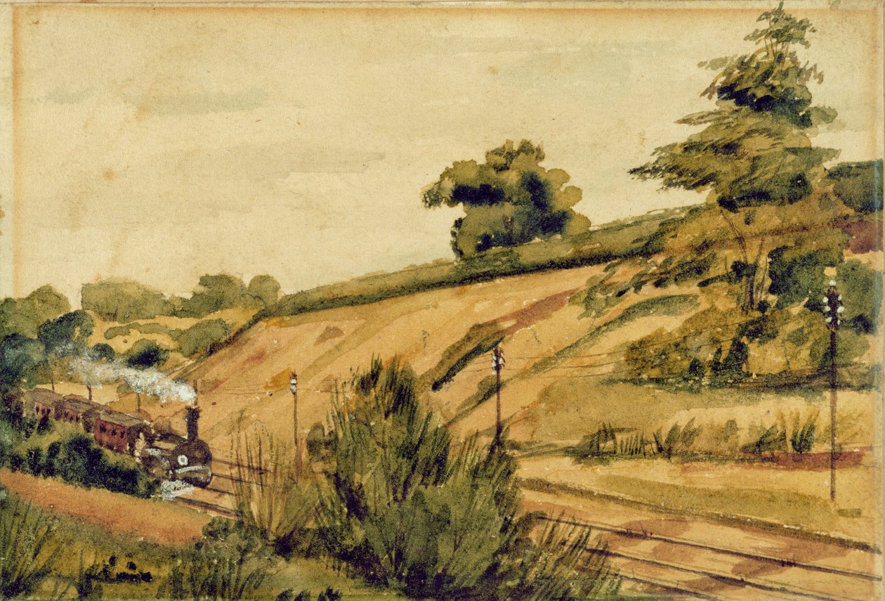 Táj vonattal, 1854 (wc és ceruza papíron) alkotó: Edward W. Fitch