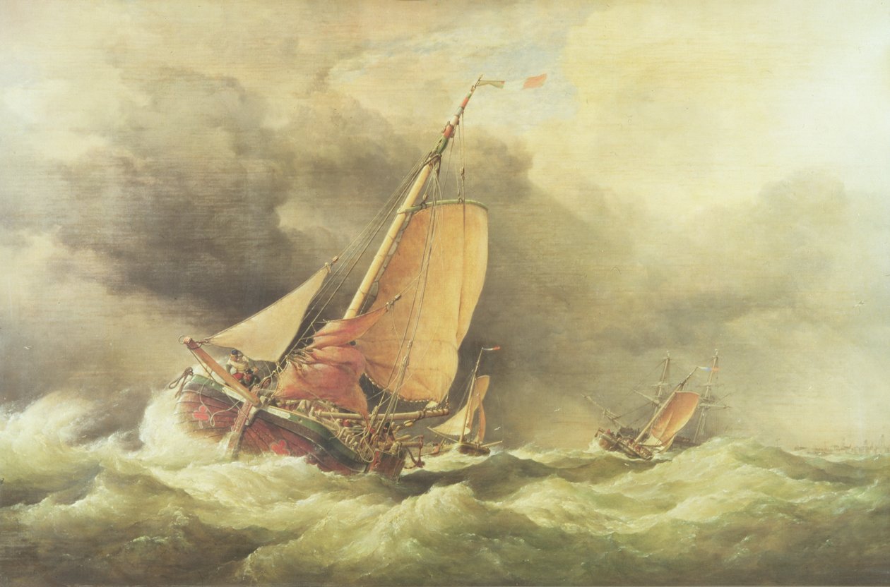 Dutch Pincks rohan a horgonyhoz Yarmouth mellett alkotó: Edward William Cooke