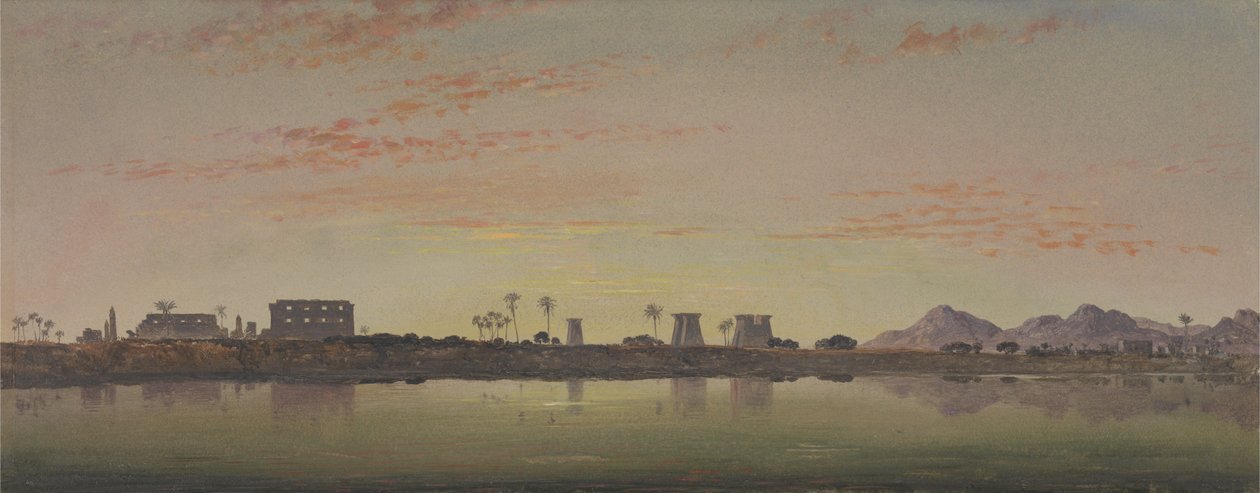 Pilonok Karnakon, a Thébai -hegység a távolban alkotó: Edward William Cooke