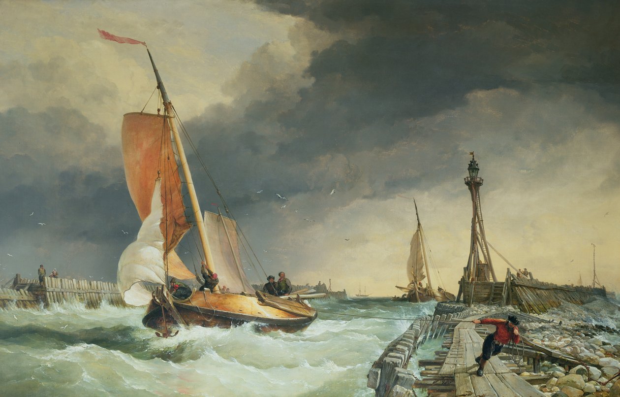 Zuider Zee - hajó visszatér a kikötőbe alkotó: Edward William Cooke