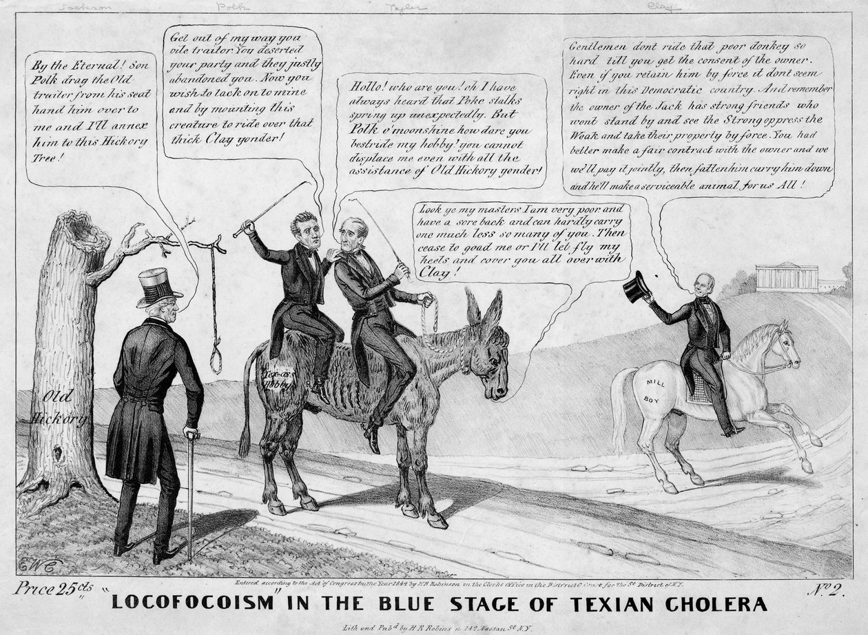 Locofocoism in the Blue Stage of Texian cholera, kiadta H R Robinson, New York, 1844. alkotó: Edward Williams Clay