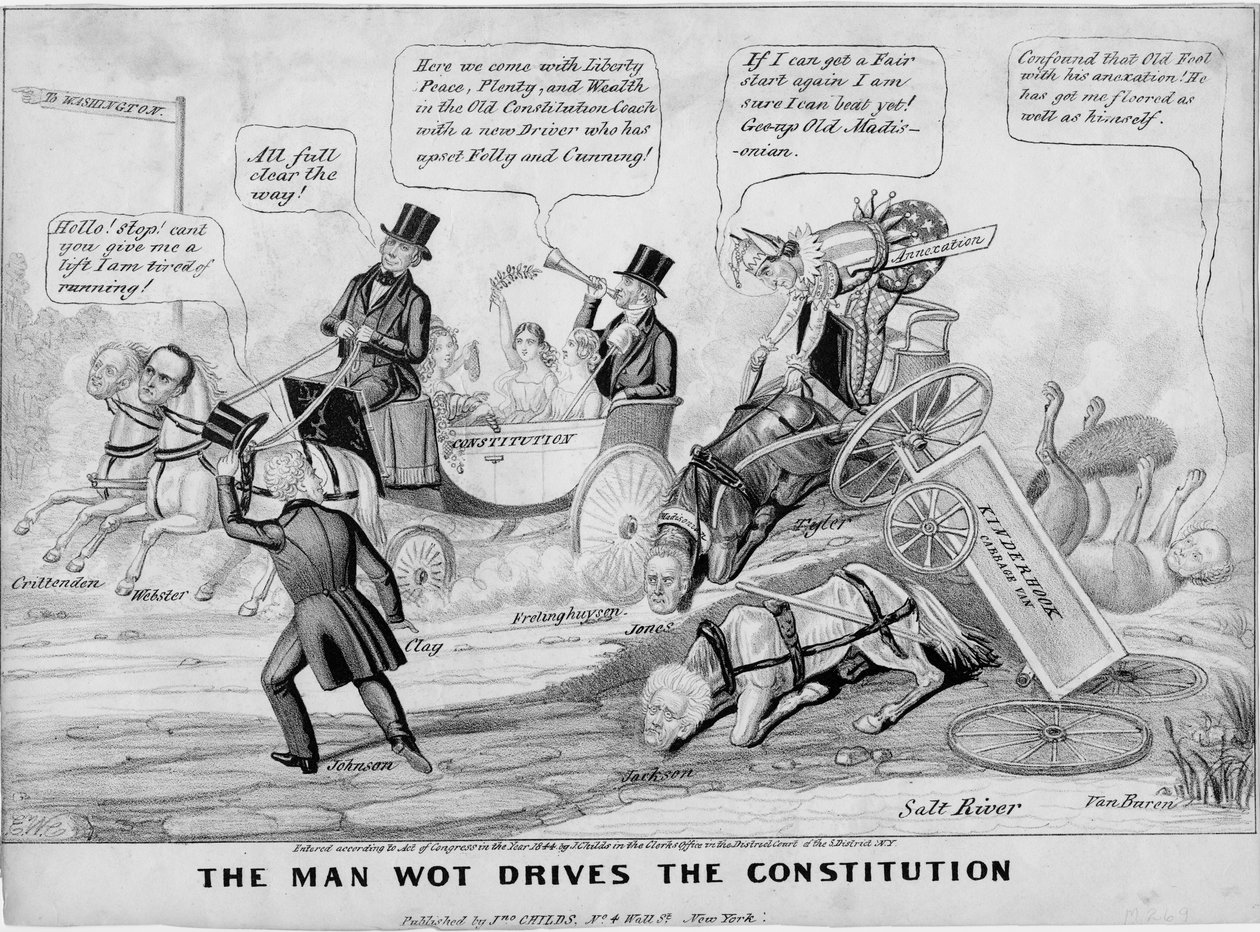 Az a férfi, aki hajtja az alkotmányt, a J Childs, New York, 1844 alkotó: Edward Williams Clay