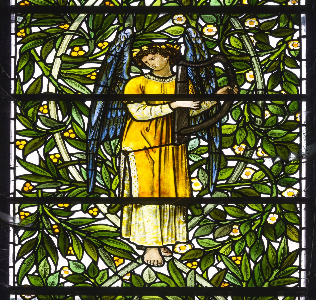 Monkton apáca, St Mary, Morris Marshall & Faulkner & Co, William Morris, Edward Burne-Jones, angyalzenész, 1873 alkotó: Edward and Morris Burne-Jones