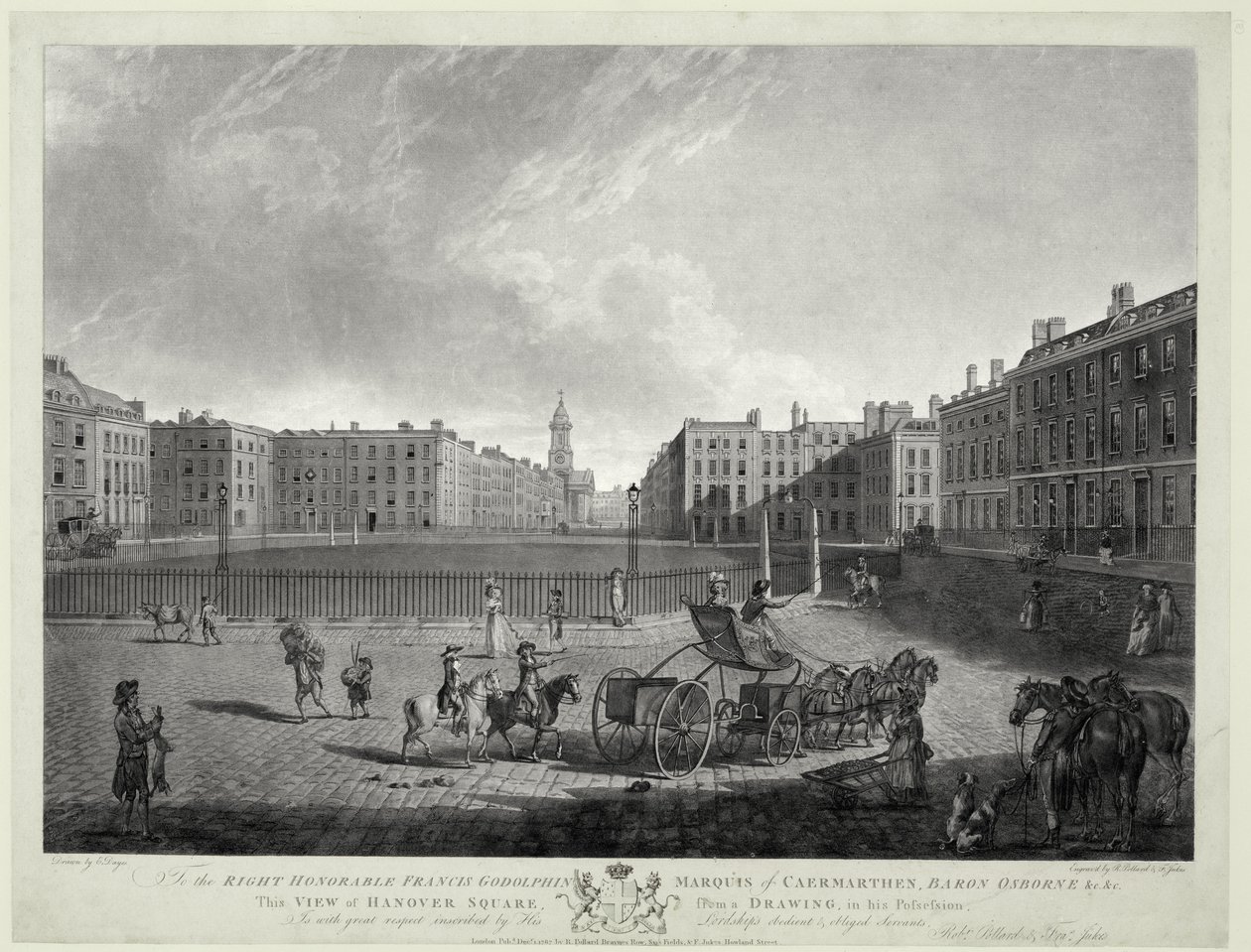 Kilátás a Hannover térre, metszett Robert Pollard (1755-1838) és Francis Jukes (1747-1812) 1787 (rézkarc és akvatinta) alkotó: Edward (after) Dayes