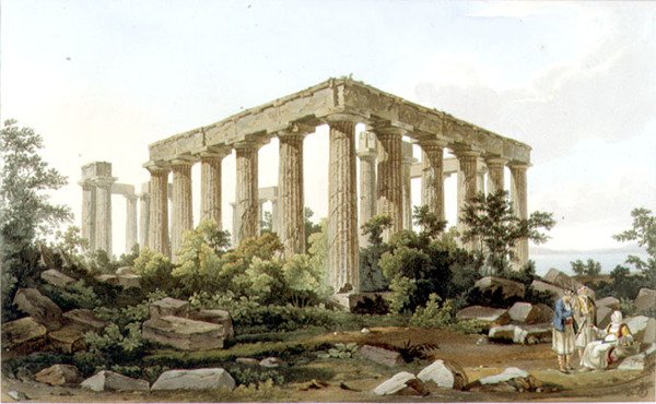 Jupiter Panhellenios temploma, 27. tábla a „Nézetek Görögországban” 5. részéből, Frederick Christian Lewis metszetével alkotó: Edward (after) Dodwell