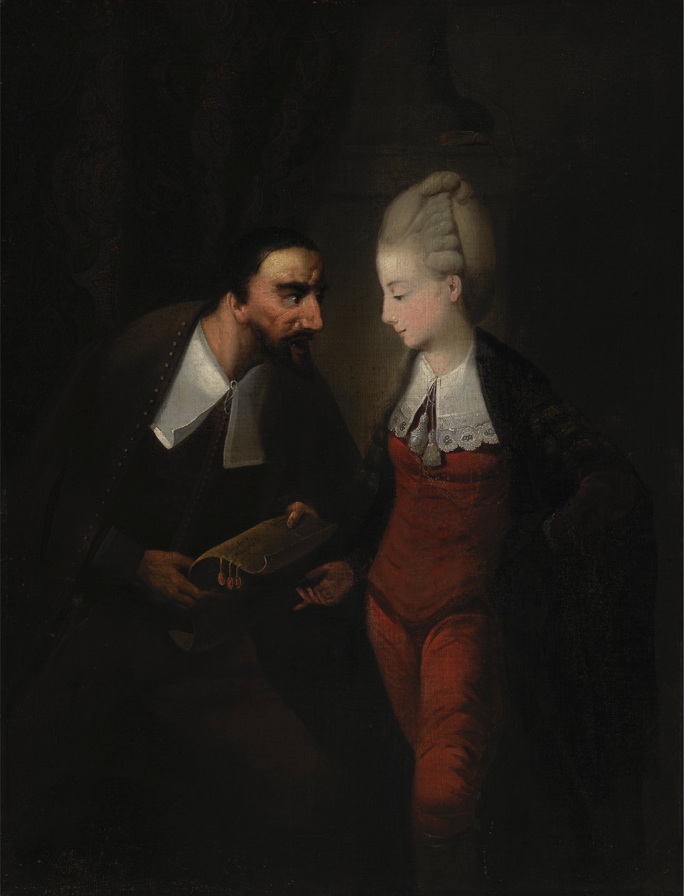Portia és Shylock, Shakespeare "Velence kereskedője" című művéből, IV, i alkotó: Edward Alcock