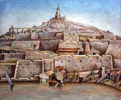 Marseille, 1926 körül (tempera a panelen) alkotó: Edward Alexander Wadsworth