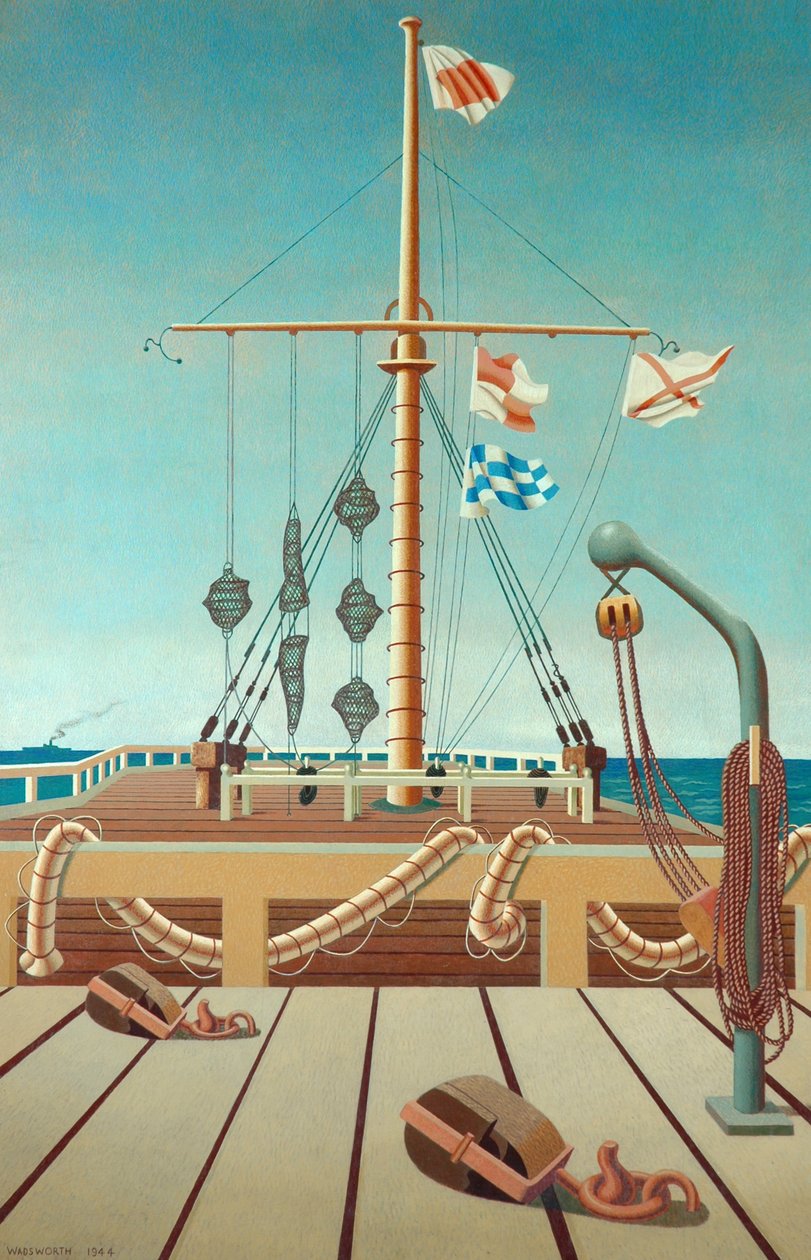Jelzőállomás (móló) (tempera falapon) alkotó: Edward Alexander Wadsworth
