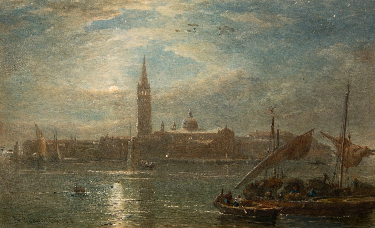 Szent György holdfényben, Velence (akvarell) alkotó: Edward Angelo Goodall