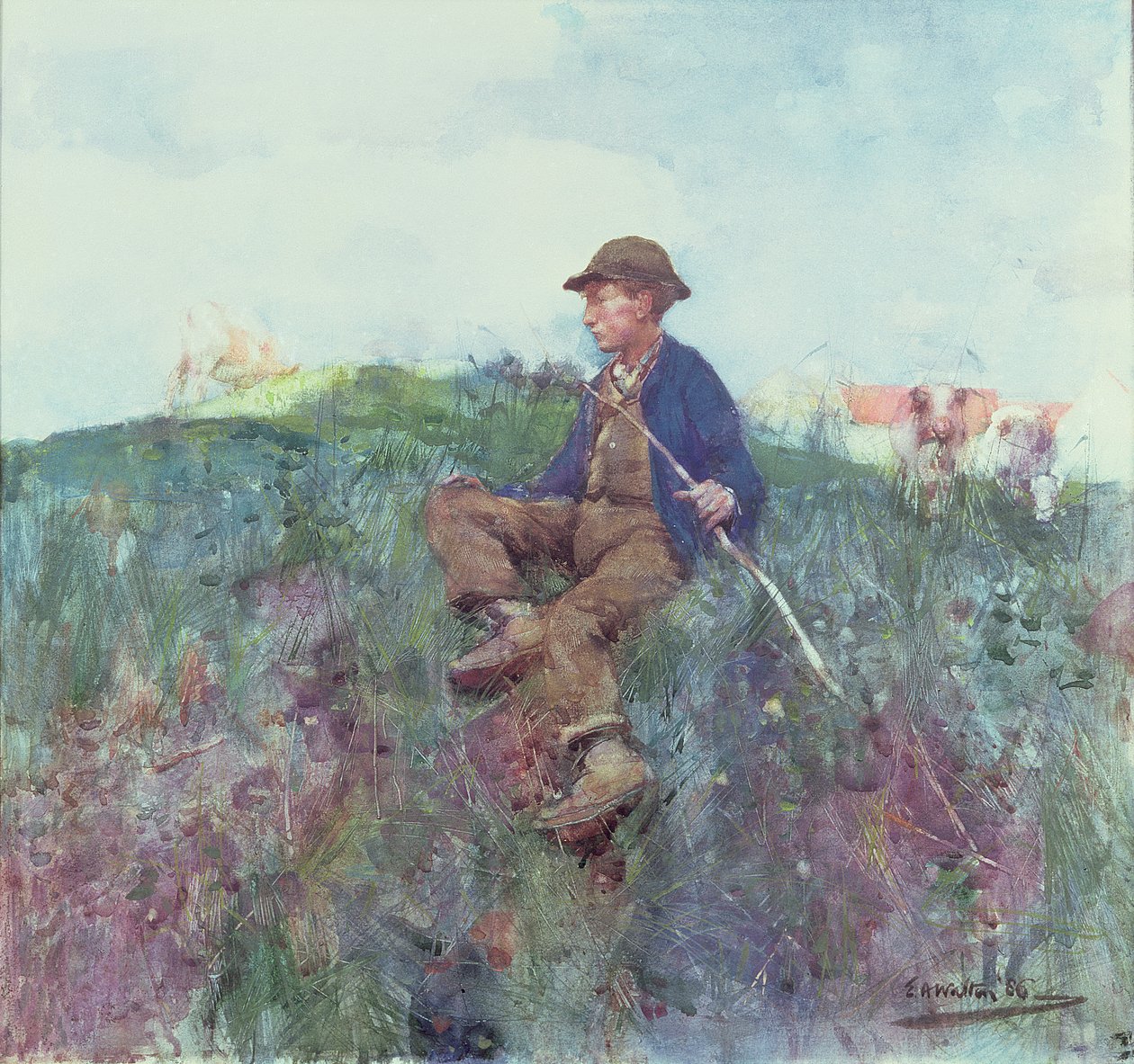 The Herdboy, 1886 (wc) alkotó: Edward Arthur Walton