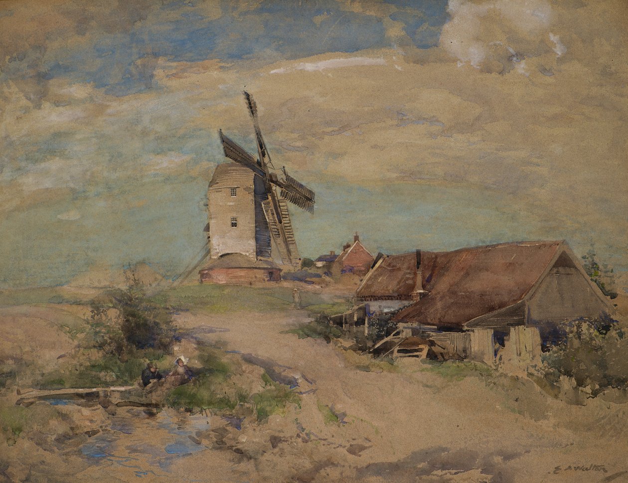 A szélmalom, 1900-2004 körül (akvarell) alkotó: Edward Arthur Walton