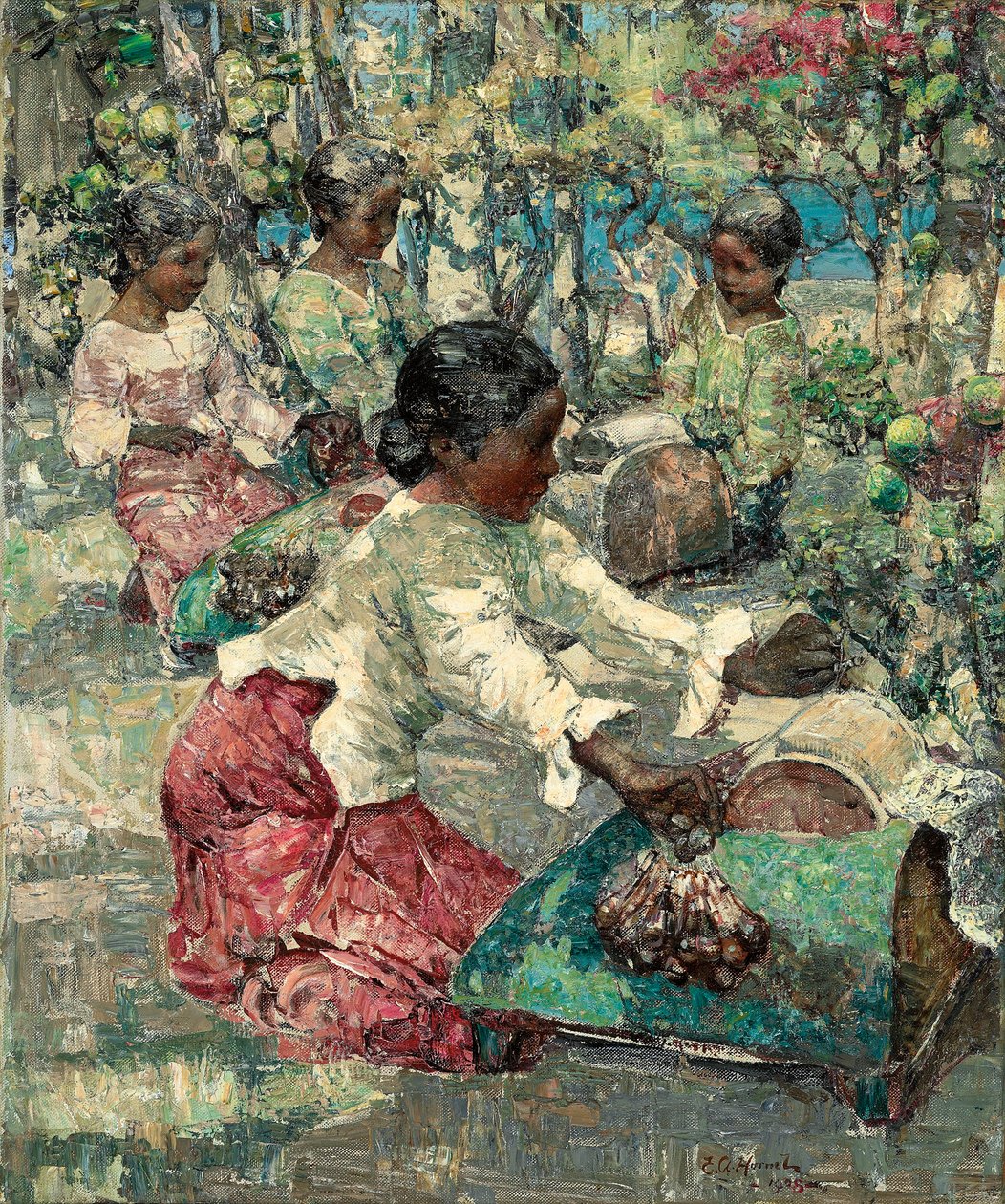 Burmai csipkekészítők alkotó: Edward Atkinson Hornel