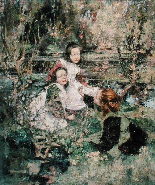 Primrose gyűjtése alkotó: Edward Atkinson Hornel