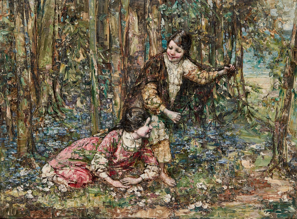 Girls In a Wood (olaj, vászon) alkotó: Edward Atkinson Hornel