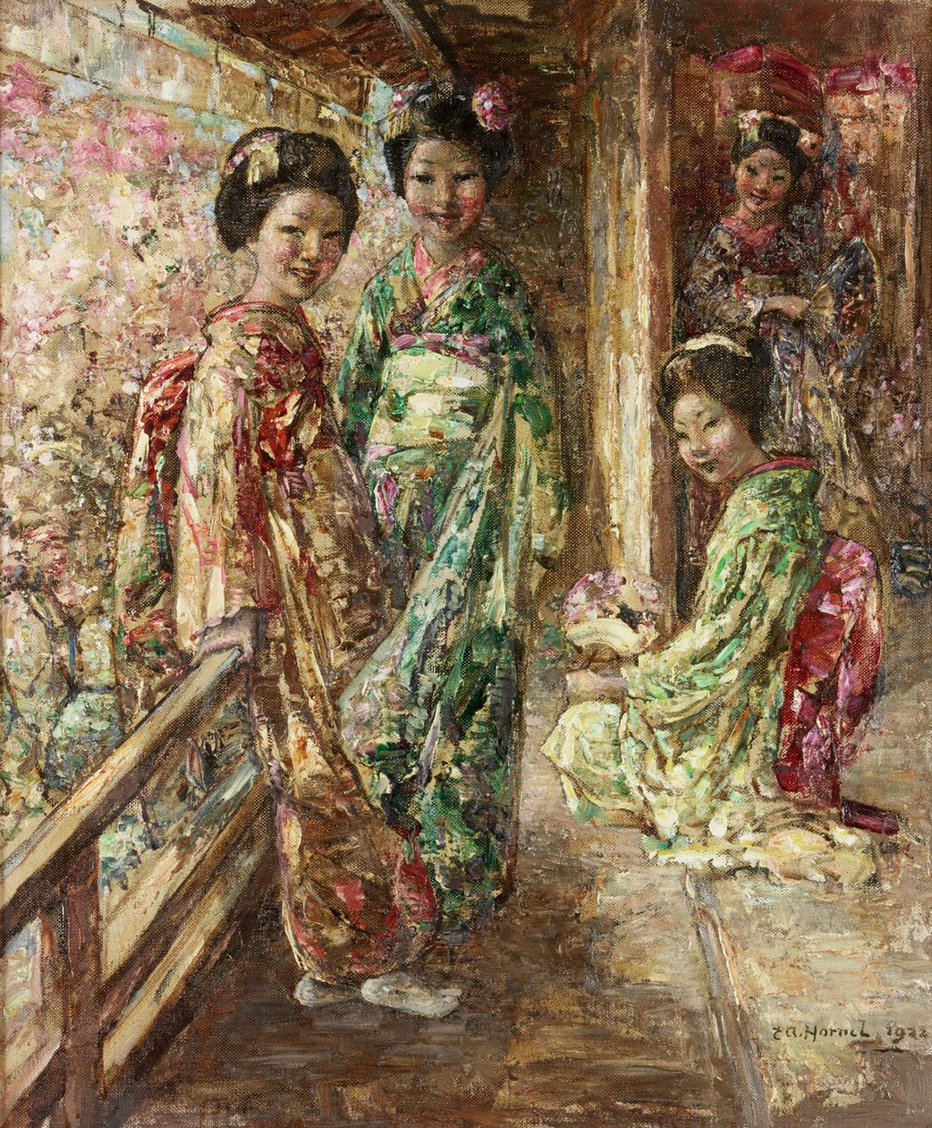 Egy japán kertben alkotó: Edward Atkinson Hornel
