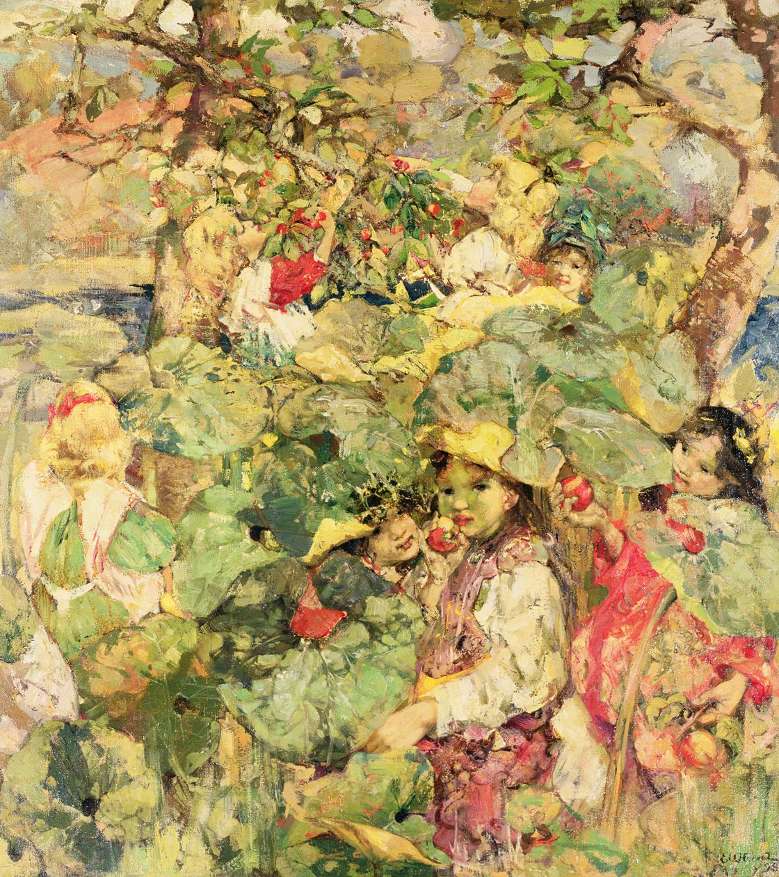 A Gyümölcsösben alkotó: Edward Atkinson Hornel