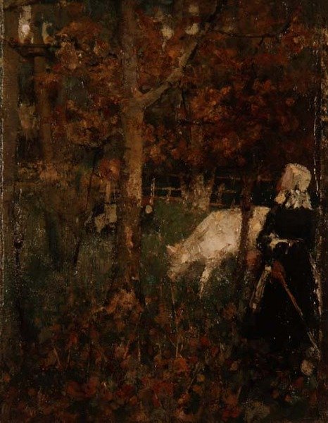Lelkipásztori táj egy lánnyal alkotó: Edward Atkinson Hornel