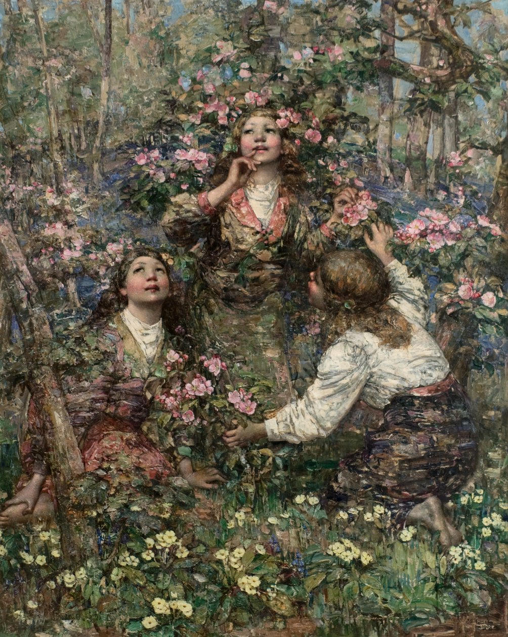 The Blackbird Song, 1908 körül (olaj, vászon) alkotó: Edward Atkinson Hornel