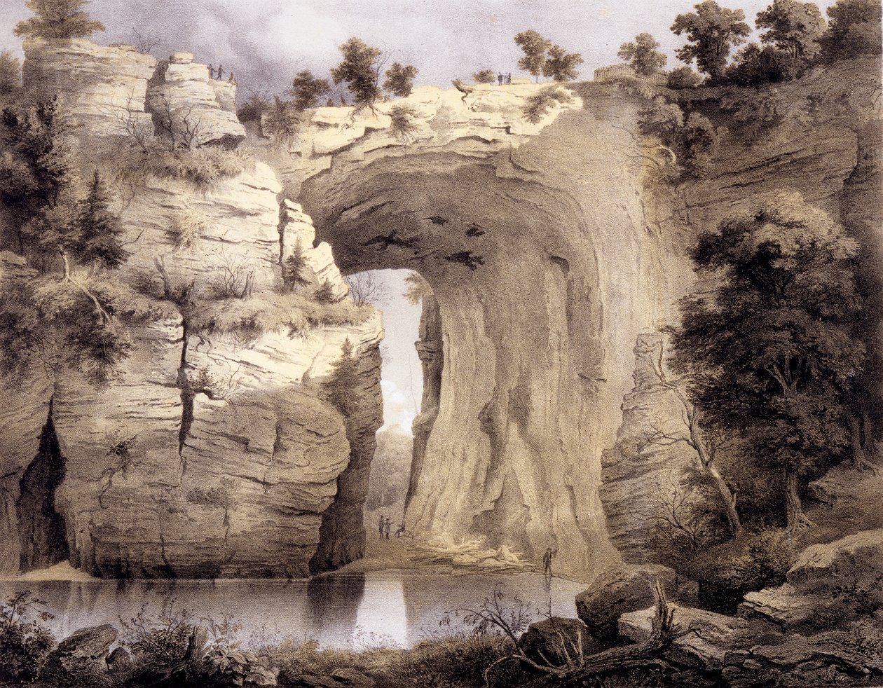 Natural Bridge, Rockbridge County, a Virginia albumból, 1858 alkotó: Edward Beyer