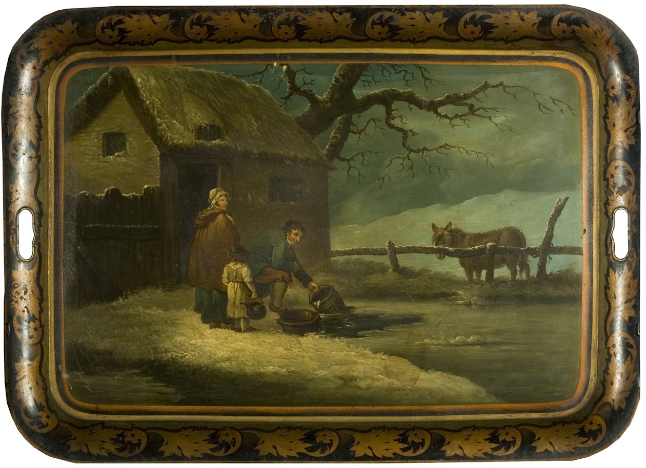 Breaking the Ice, 1800 körül (olaj, japán bádog teástálca) alkotó: Edward Bird