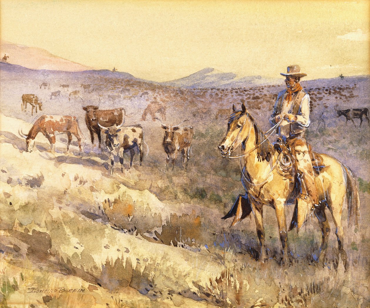 Legelő szarvasmarha alkotó: Edward Borein
