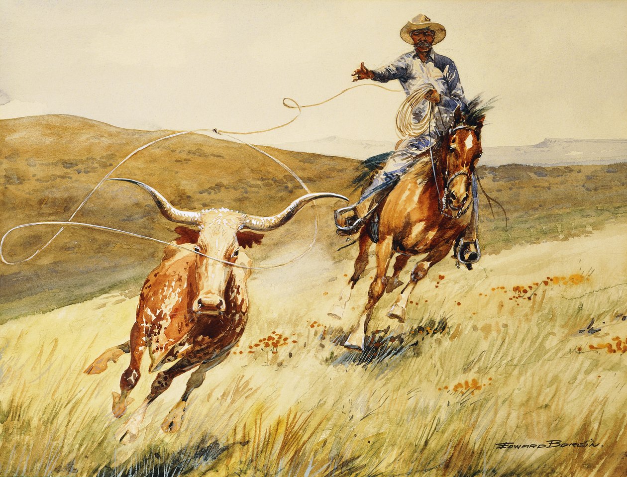 Roping A Steer alkotó: Edward Borein
