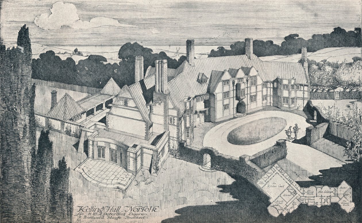 – Kelling Hall, Norfolk. E Brantwood Maufe, A.R.I.B.A., építész, 1912 alkotó: Edward Brantwood Maufe