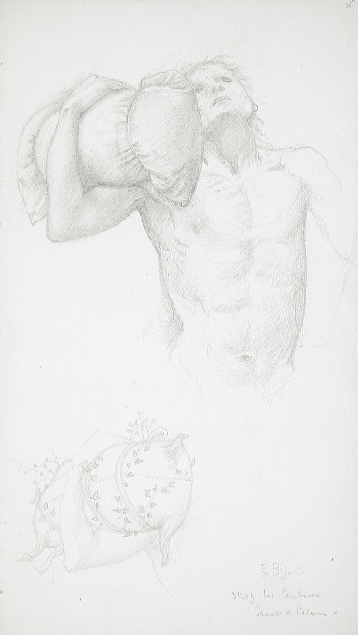 Párnát tartó férfi akt alkotó: Edward Burne-Jones