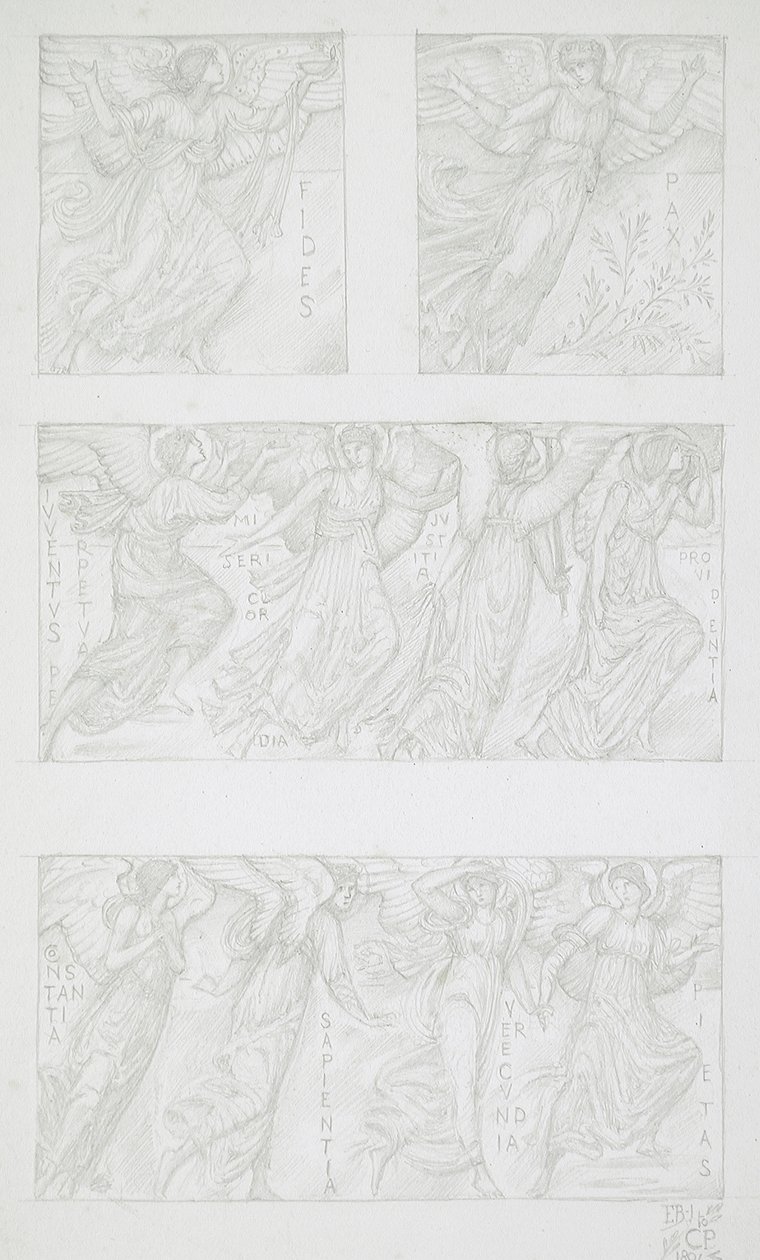 Allegorikus alakokról készült vázlatok alkotó: Edward Burne-Jones
