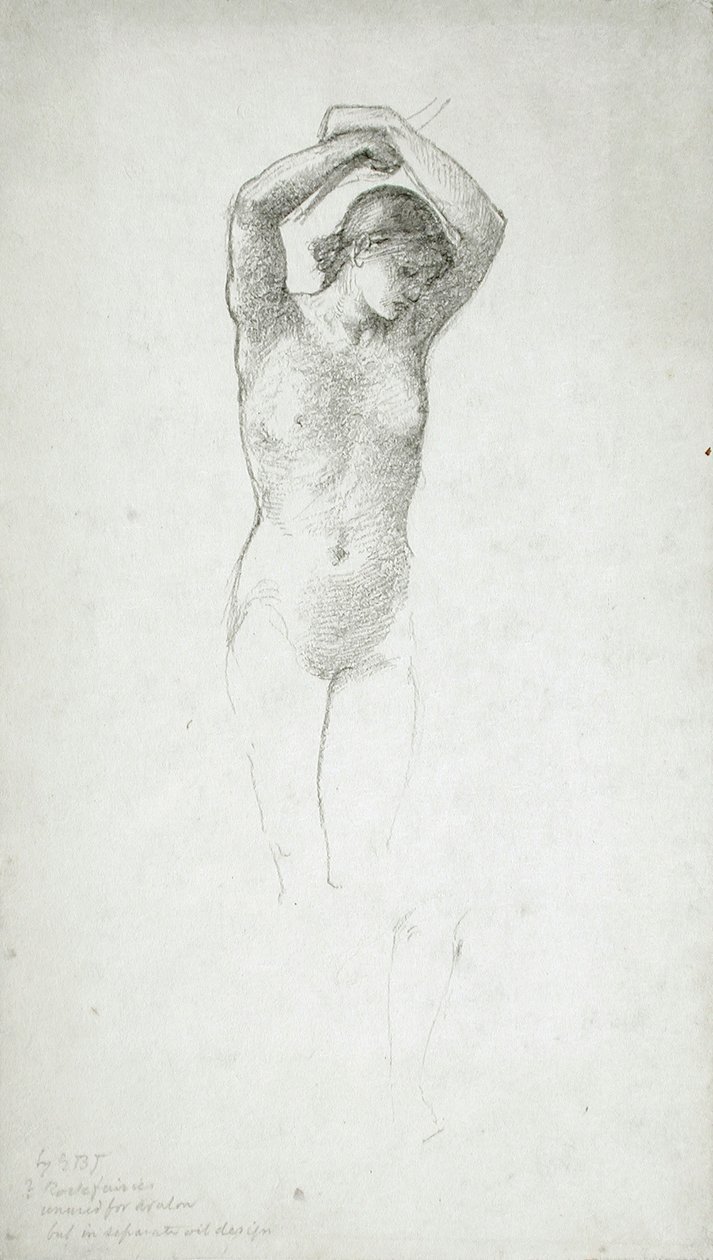 Álló, karjait felemelő női akt alkotó: Edward Burne-Jones