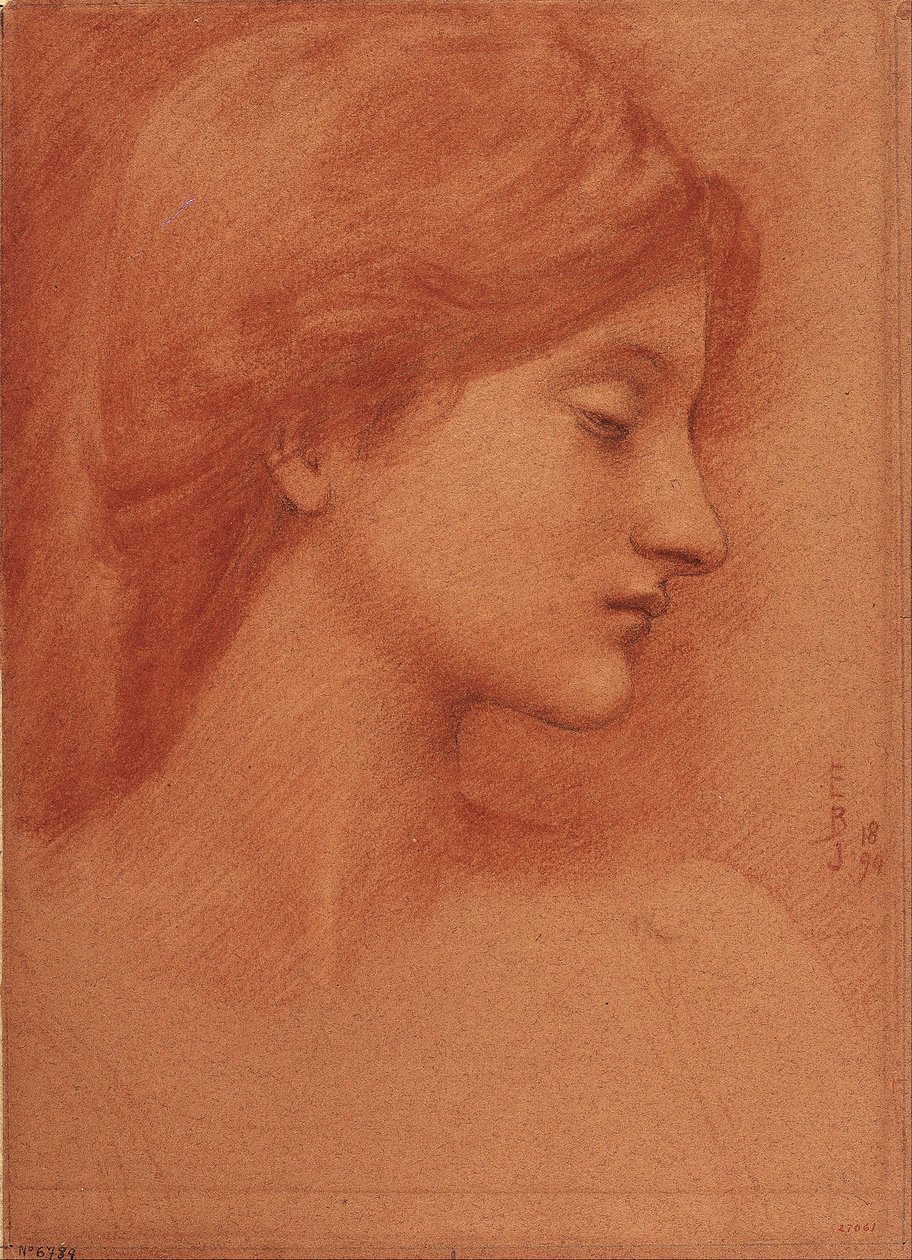 Tanulmány egy női fejről alkotó: Edward Burne-Jones
