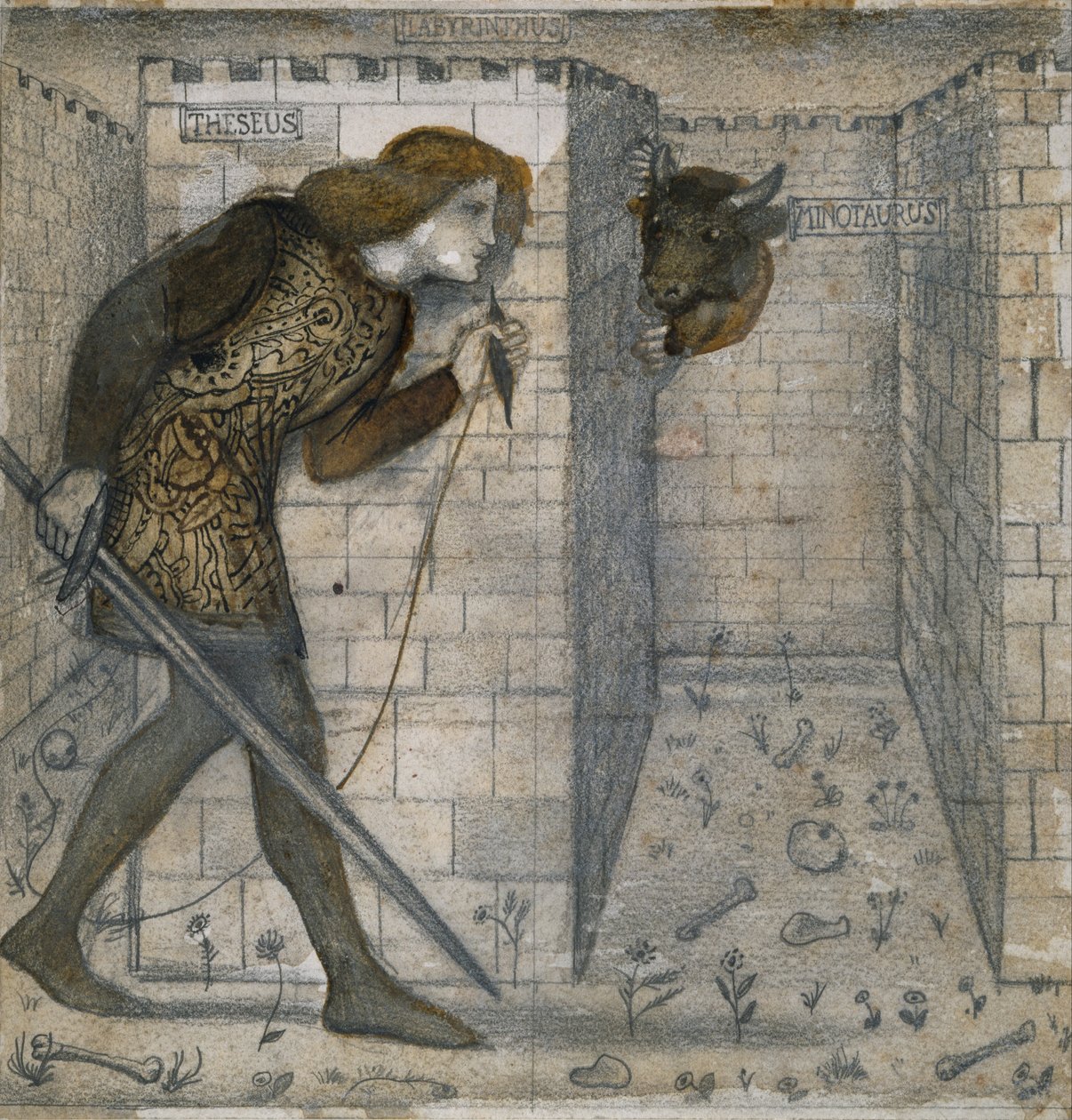 Tile Design - Thészeusz és a Minótaurosz a labirintusban alkotó: Edward Burne-Jones