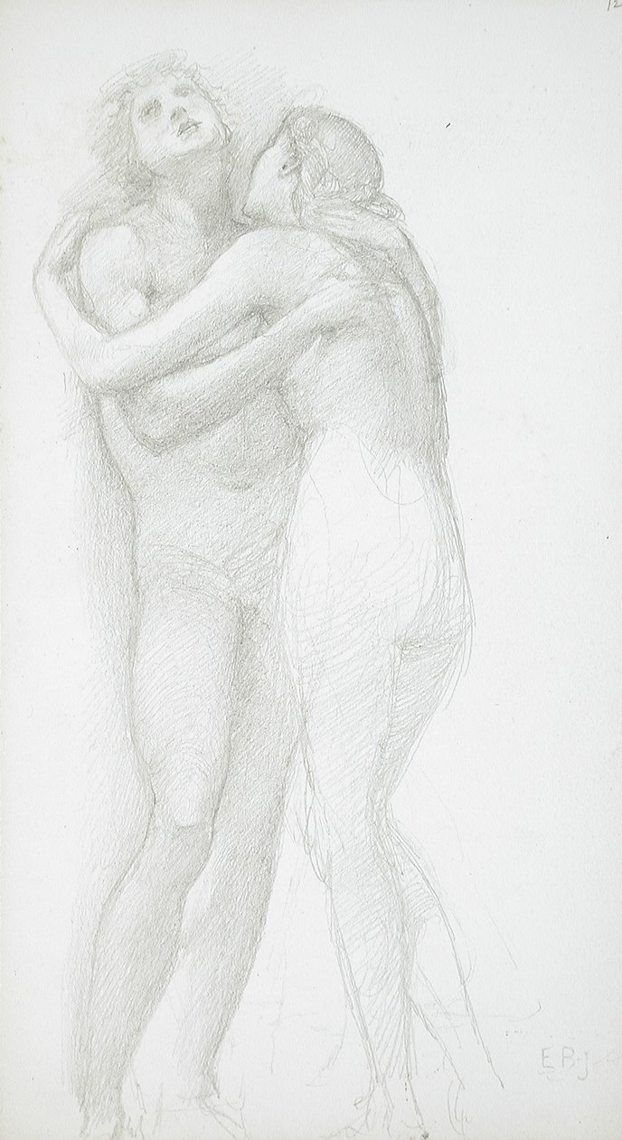 Két egymást átölelő meztelen alak alkotó: Edward Burne-Jones