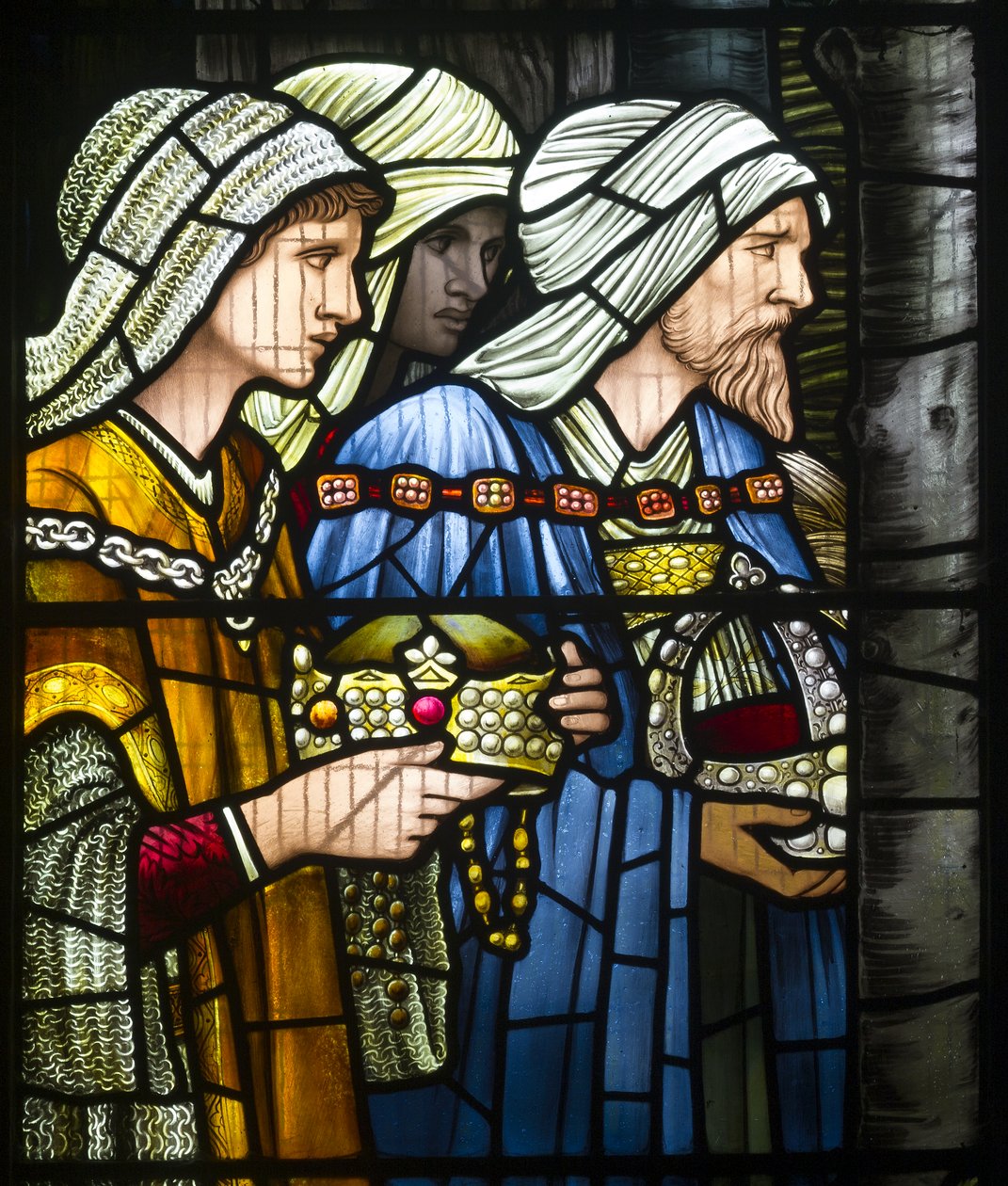 Harwarden, St Deiniol, Morris & Co., Edward Burne-Jones, The Magi, The Nativity, 1898 alkotó: Edward Burne Jones