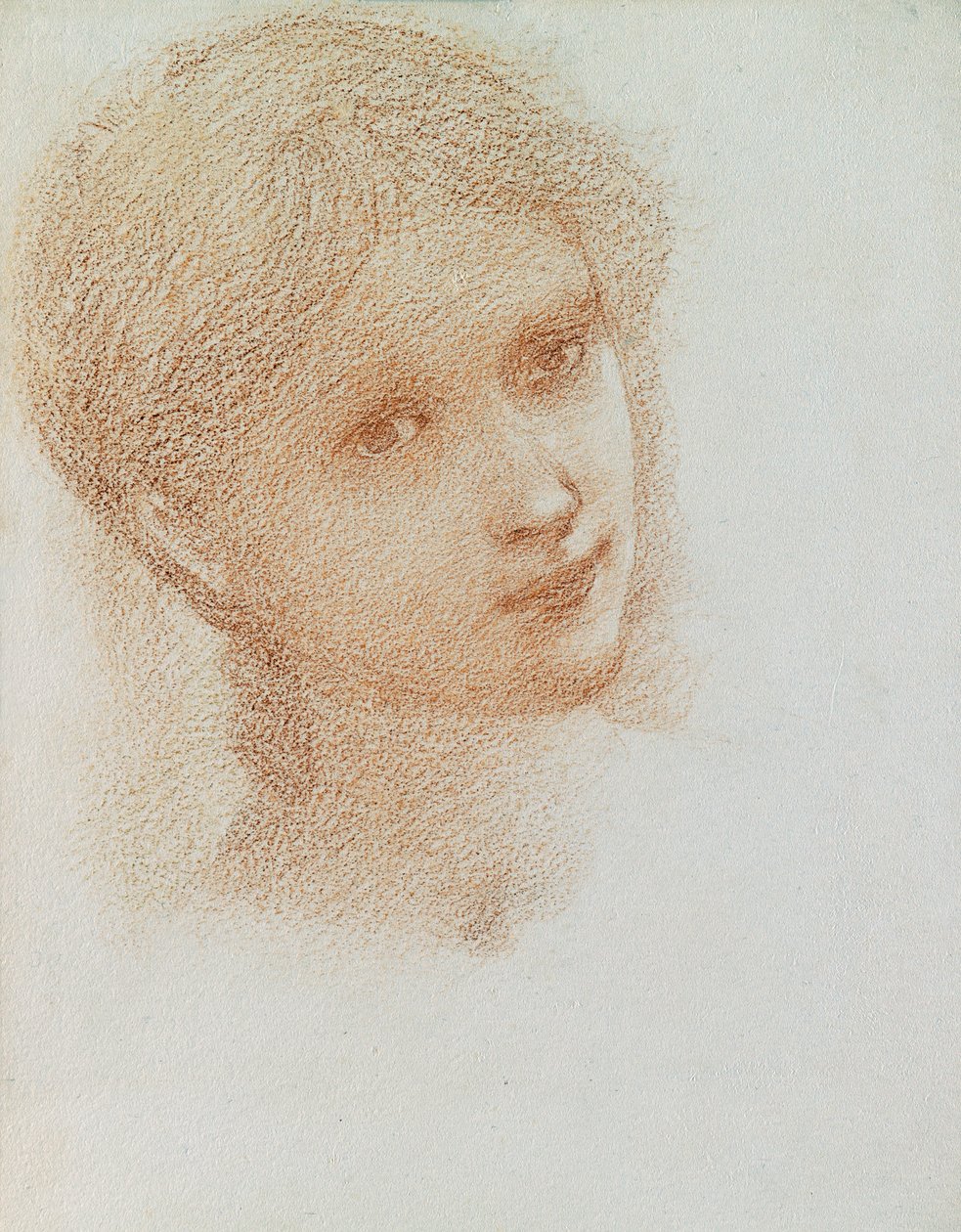 Fejtanulmány egy lányról, 1865-1866 körül (piros kréta papíron) alkotó: Edward Burne Jones