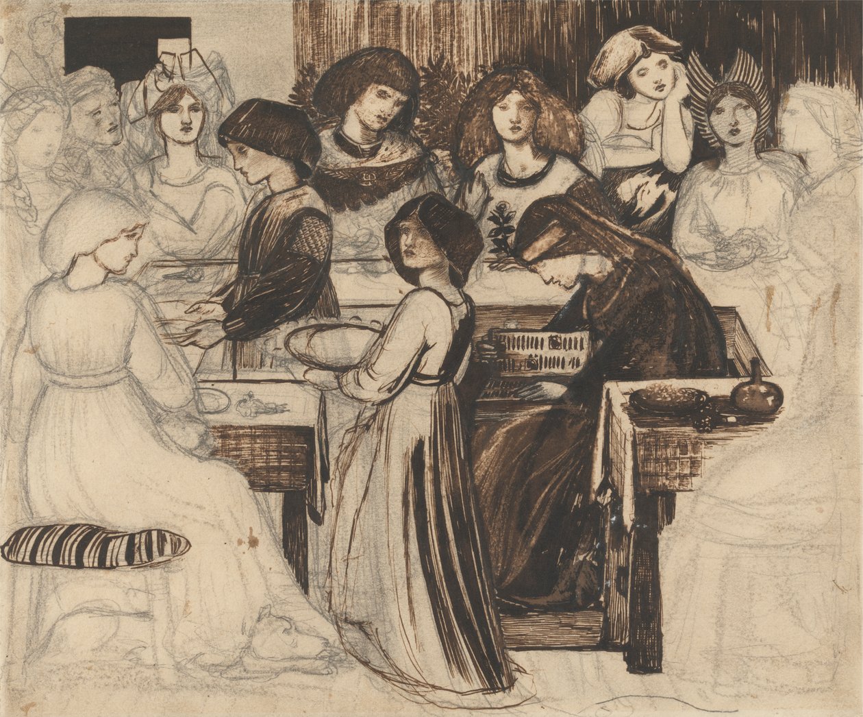 Tanulmány Sir Degrevaunt esküvőjéhez alkotó: Edward Burne Jones