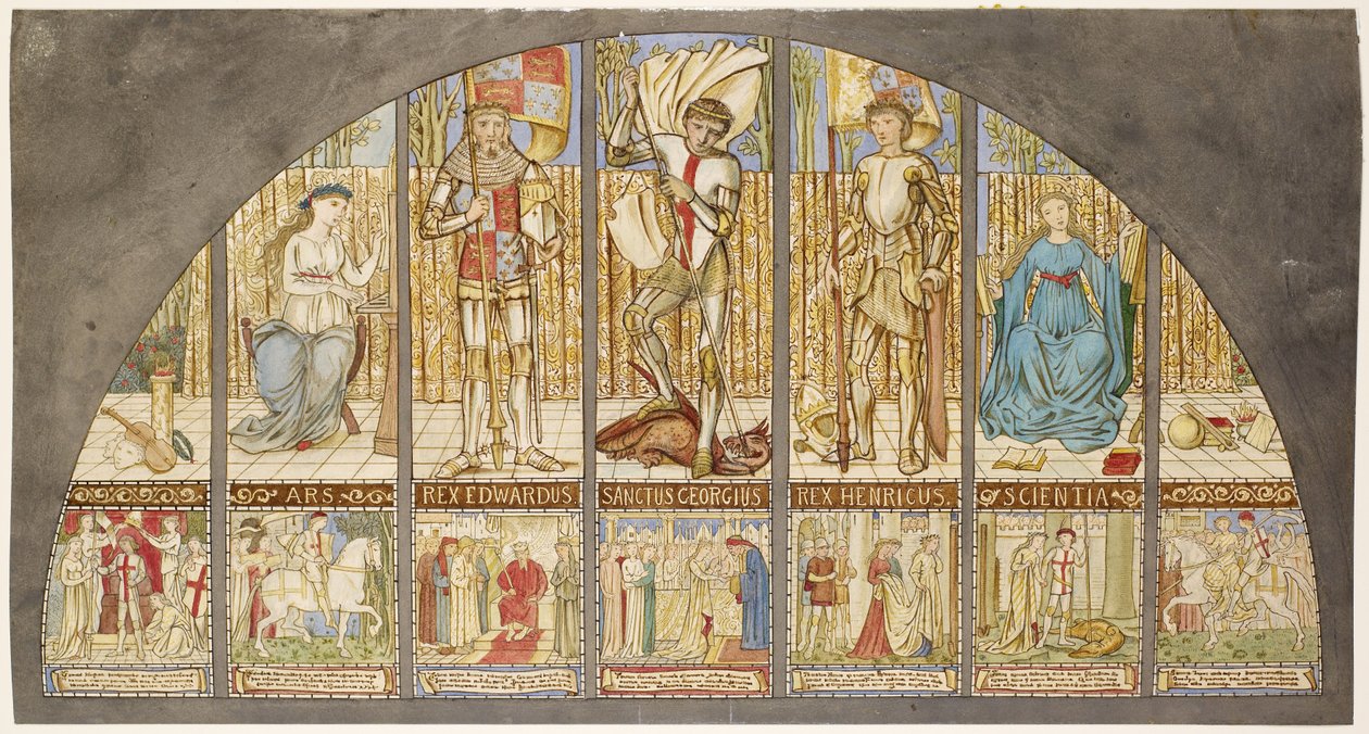 A rózsák háborúja – IV. Edward, VI. Henrik, Szent György allegóriával alkotó: Edward Burne Jones