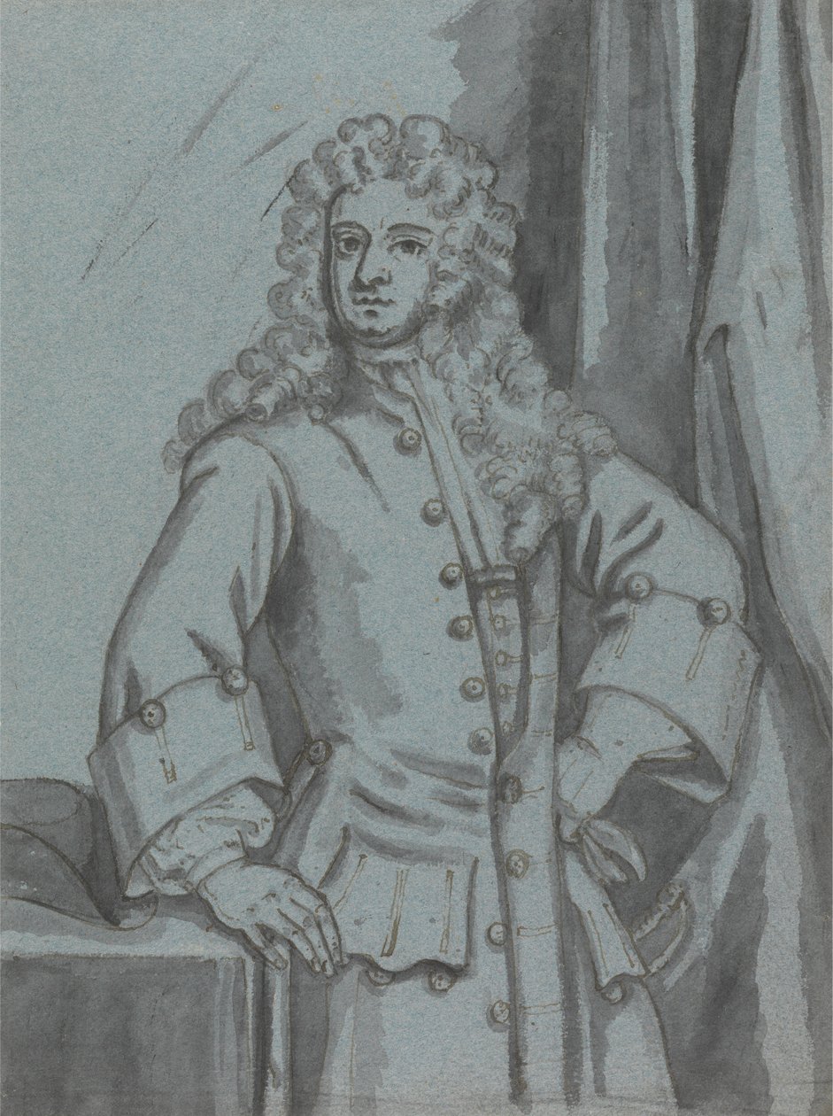 Egy úriember, hosszú gombos kabátot visel, nagy mandzsettával alkotó: Edward Byng