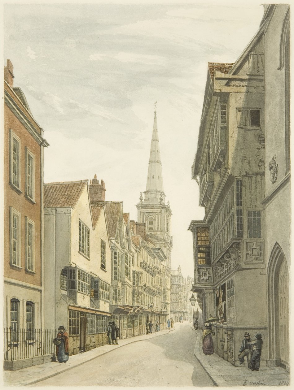 Broad Street (ceruza és akvarell papíron) alkotó: Edward Cashin