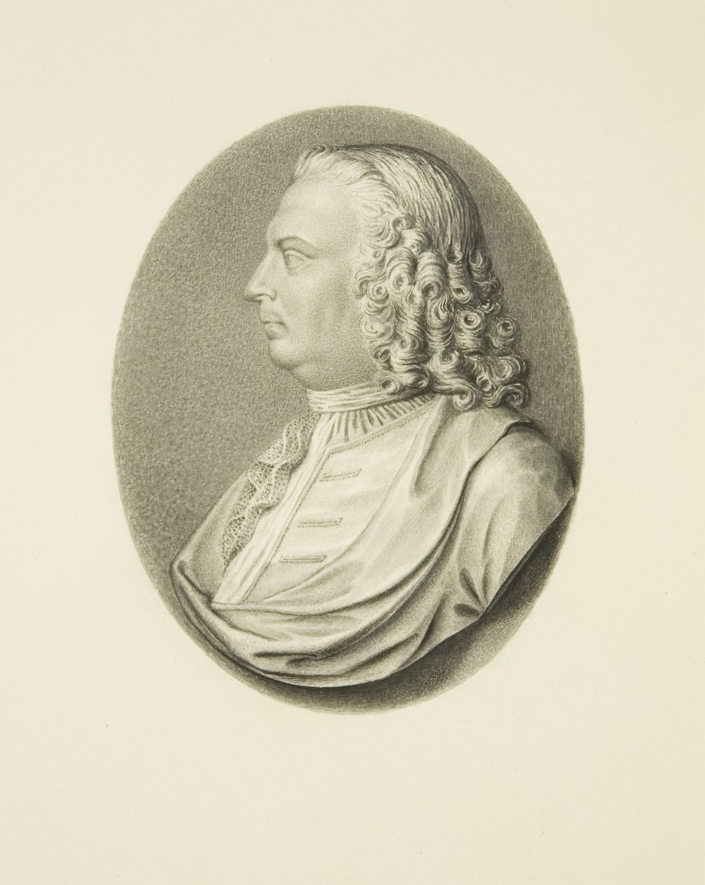 Dr Samuel Pye elefántcsont medáljának másolata (ceruza és akvarell papíron) alkotó: Edward Cashin