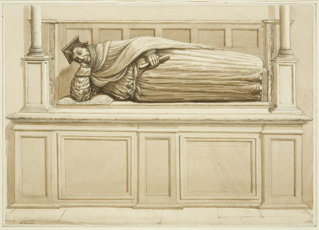 Sir George Snygge képmása a Szent István templomban (ceruza és akvarell papíron) alkotó: Edward Cashin