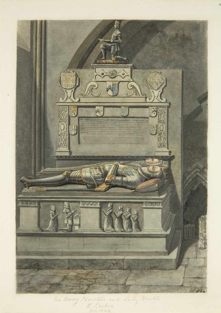 Sir Henry Newton és Lady Newton emlékműve a bristoli katedrálisban (ceruza és akvarell papíron) alkotó: Edward Cashin