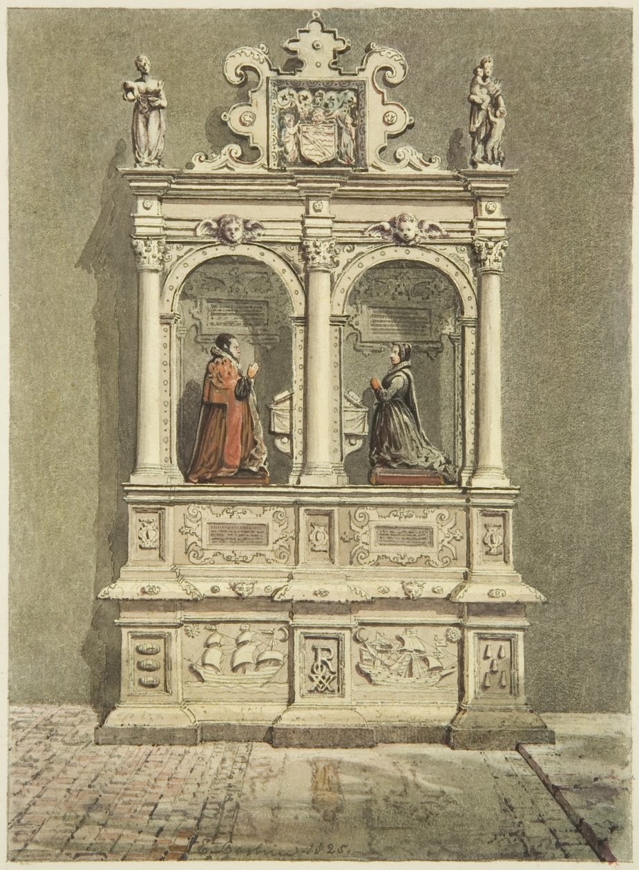 Robert Aldworth emlékműve a Szent Péter-templomban (akvarell és ceruza papíron) alkotó: Edward Cashin