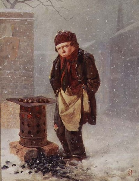 A gesztenye eladó (olaj) alkotó: Edward Charles Barnes