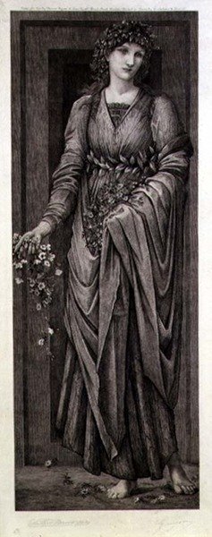 Flora, Eugene Gaujean (1850-1900) metszete, kiadó: Thomas Agnew & Sons alkotó: Edward Coley (after) Burne Jones