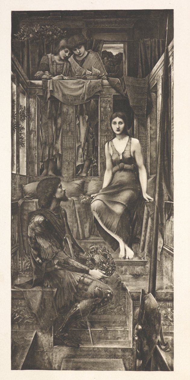 Cophetua király és a kolduslány (metszet) alkotó: Edward Coley (after) Burne Jones