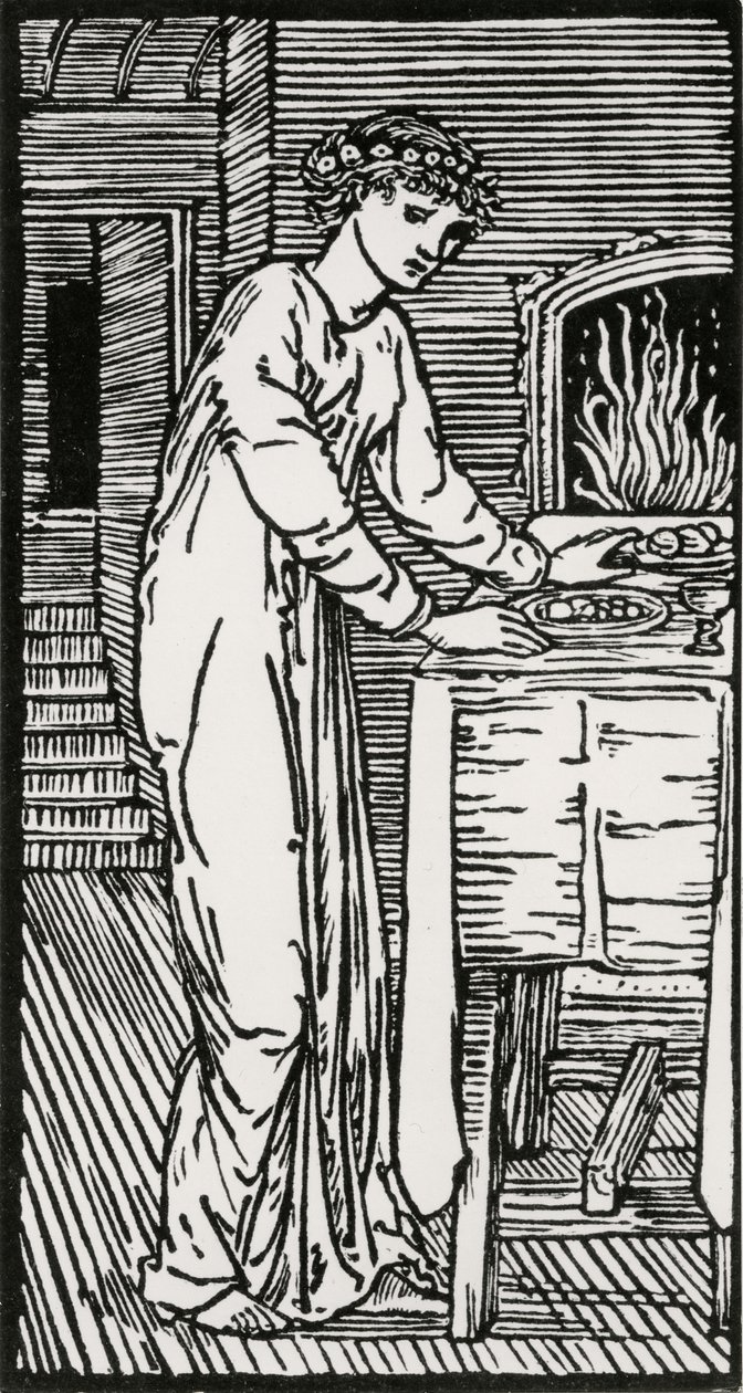 Psziché az asztal mellett alkotó: Edward Coley (after) Burne Jones