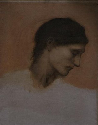Tanulmány a lány fejéről (olaj, vászon) alkotó: Edward Coley Burne Jones