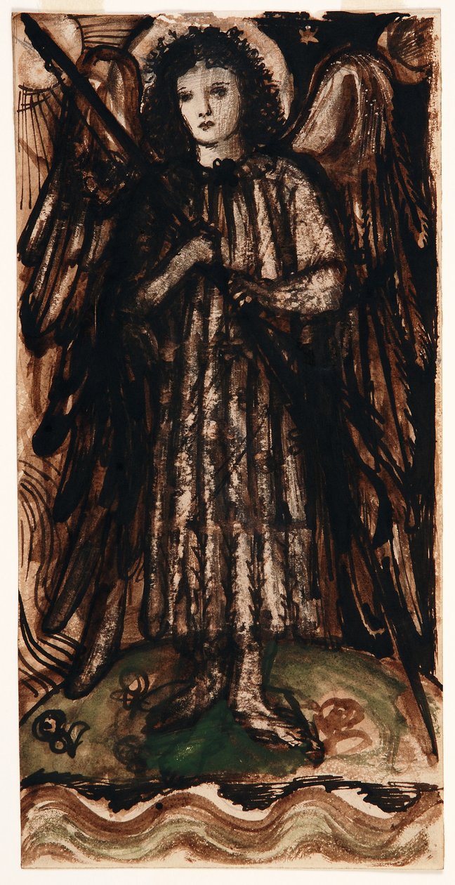 Szerelem uralkodik az elemeken, Design for Stained Glass, 1860-62 körül (szépia és mosás papíron) alkotó: Edward Coley Burne Jones